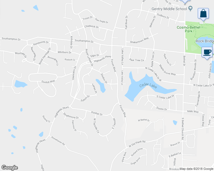 map of restaurants, bars, coffee shops, grocery stores, and more near 1104 Elsdon Drive in Columbia