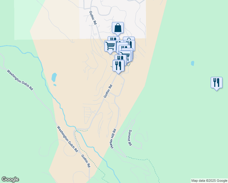 map of restaurants, bars, coffee shops, grocery stores, and more near in Mount Crested Butte