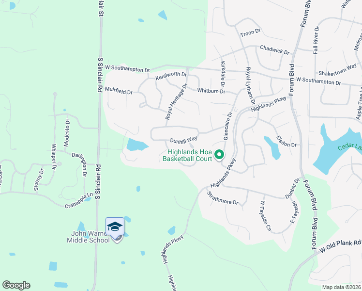 map of restaurants, bars, coffee shops, grocery stores, and more near 1702 Dunhill Way in Columbia