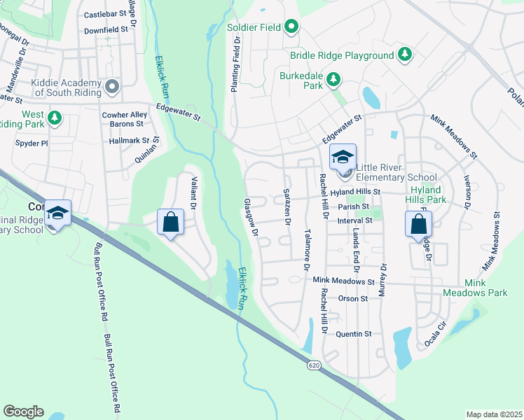 map of restaurants, bars, coffee shops, grocery stores, and more near 43328 Lochdon Lane in Chantilly