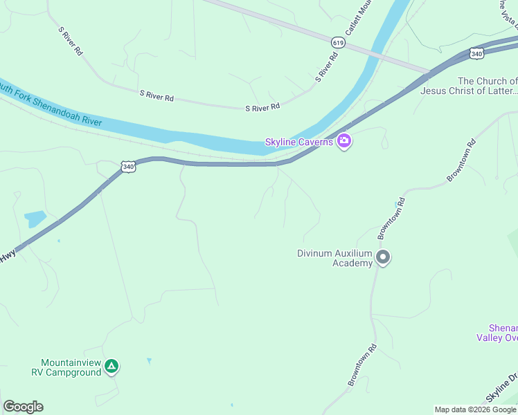 map of restaurants, bars, coffee shops, grocery stores, and more near 109 Old Cave Road in Front Royal