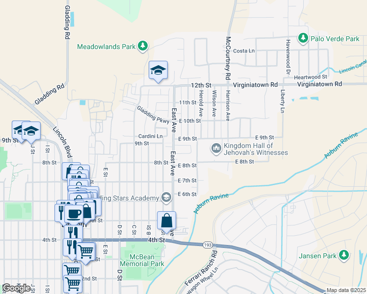 map of restaurants, bars, coffee shops, grocery stores, and more near 274 Clover Meadows Circle in Lincoln