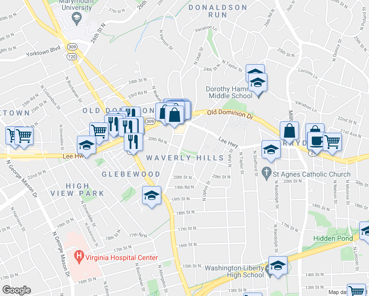 map of restaurants, bars, coffee shops, grocery stores, and more near 101 Independence Avenue Southeast in Washington