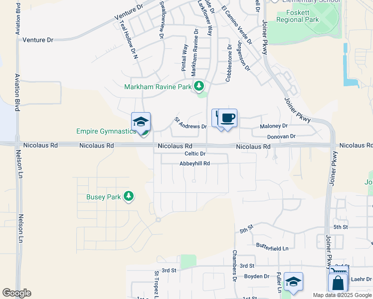 map of restaurants, bars, coffee shops, grocery stores, and more near 2472 Celtic Drive in Lincoln