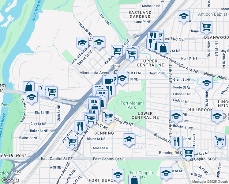 map of restaurants, bars, coffee shops, grocery stores, and more near 101 Independence Avenue Southeast in Washington