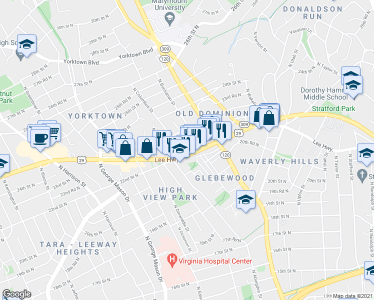 map of restaurants, bars, coffee shops, grocery stores, and more near 101 Independence Avenue Southeast in Washington