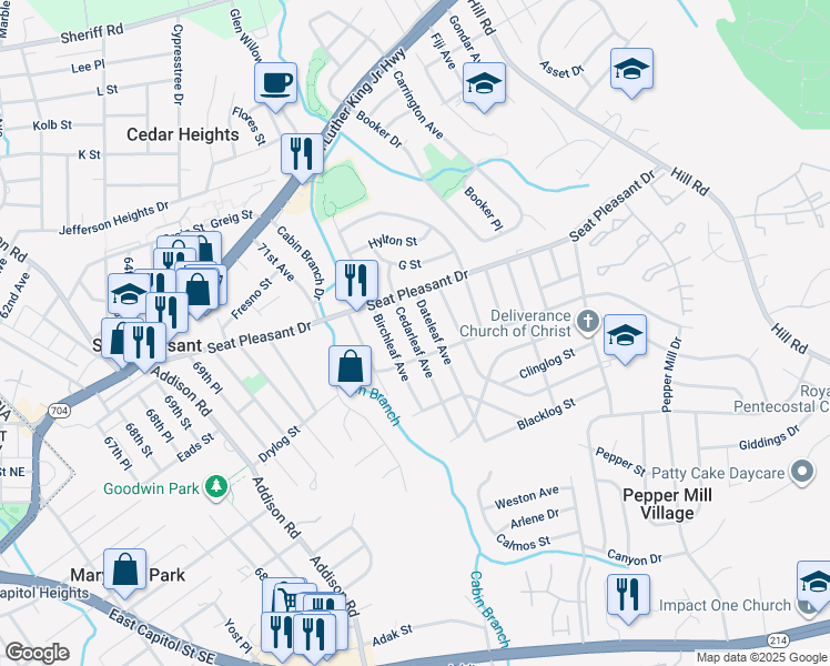 map of restaurants, bars, coffee shops, grocery stores, and more near 101 Independence Avenue Southeast in Washington