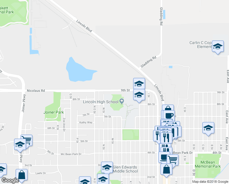 map of restaurants, bars, coffee shops, grocery stores, and more near 1281 9th Street in Lincoln