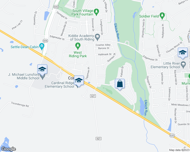 map of restaurants, bars, coffee shops, grocery stores, and more near 25989 Donovan Drive in Chantilly
