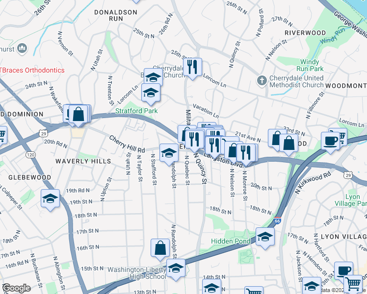 map of restaurants, bars, coffee shops, grocery stores, and more near 101 Independence Avenue Southeast in Washington