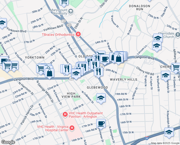 map of restaurants, bars, coffee shops, grocery stores, and more near 101 Independence Avenue Southeast in Washington