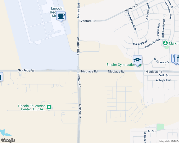 map of restaurants, bars, coffee shops, grocery stores, and more near 2821-3099 Nicolaus Rd in Lincoln