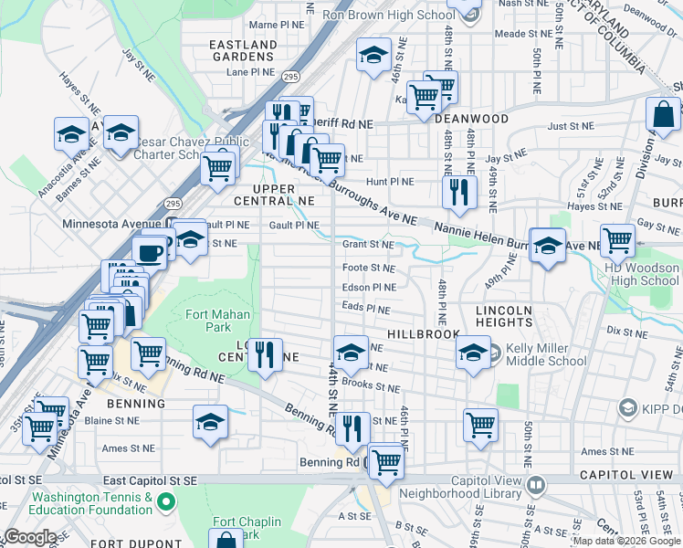 map of restaurants, bars, coffee shops, grocery stores, and more near 101 Independence Avenue Southeast in Washington