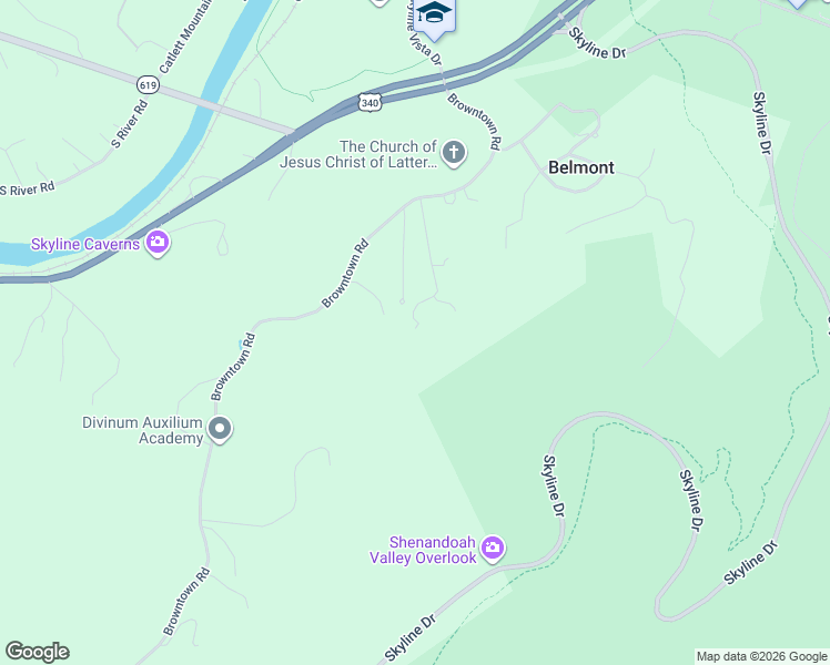 map of restaurants, bars, coffee shops, grocery stores, and more near 205 Park Ridge Court in Front Royal