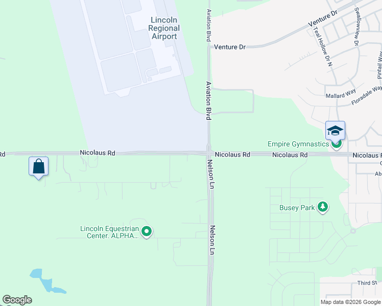 map of restaurants, bars, coffee shops, grocery stores, and more near 3100 Nicolaus Road in Lincoln