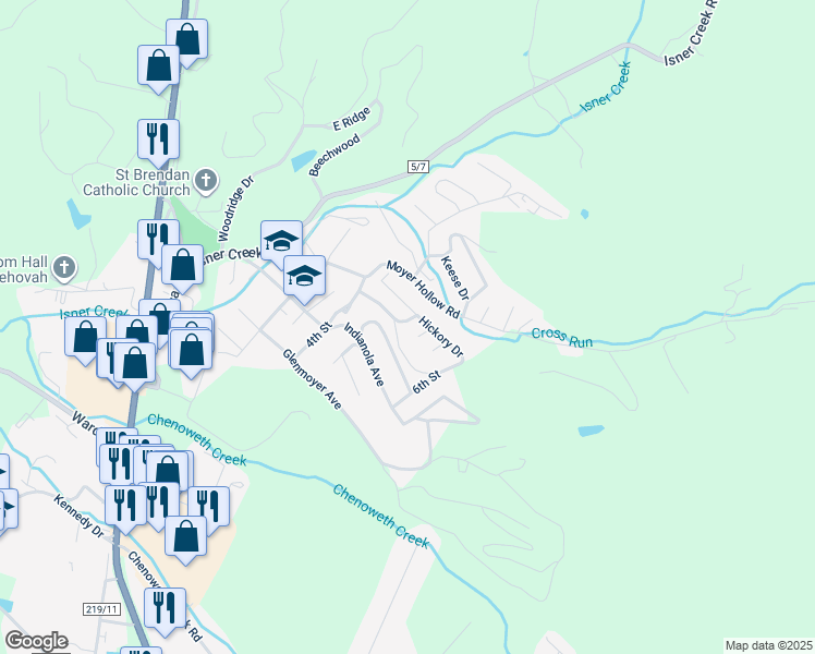 map of restaurants, bars, coffee shops, grocery stores, and more near 201 Midland Drive in Elkins