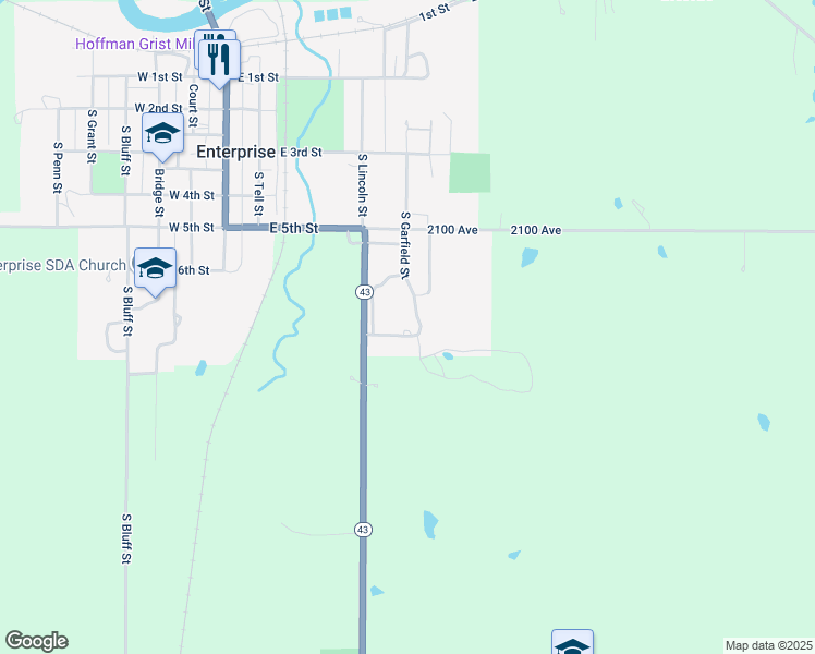 map of restaurants, bars, coffee shops, grocery stores, and more near 557 South Garfield Street in Enterprise