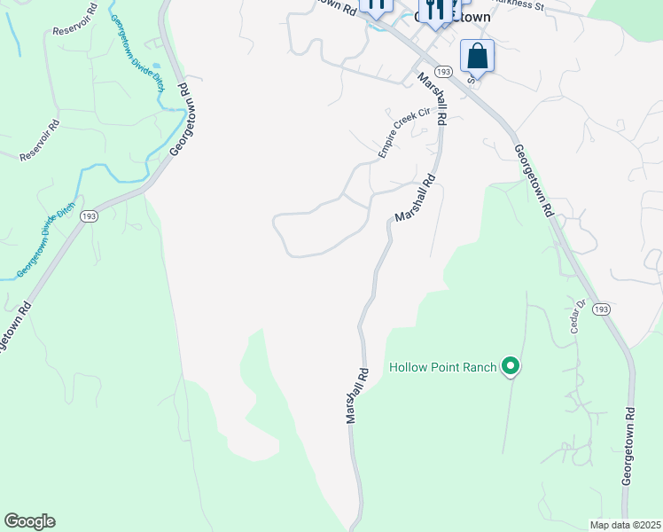 map of restaurants, bars, coffee shops, grocery stores, and more near 4310 Empire Creek Circle in Georgetown