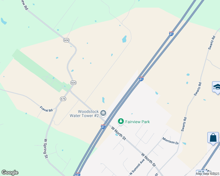 map of restaurants, bars, coffee shops, grocery stores, and more near 204 Fairview Road in Woodstock