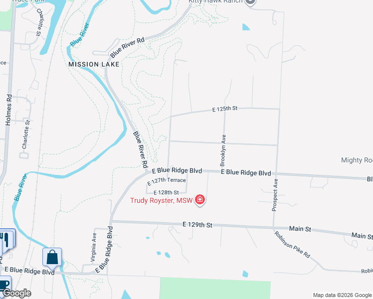 map of restaurants, bars, coffee shops, grocery stores, and more near 1901 East 126th Street in Kansas City