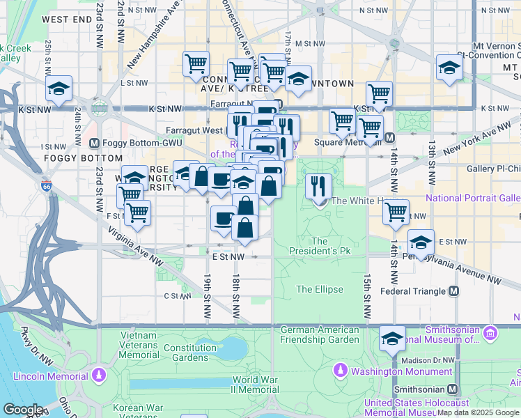 map of restaurants, bars, coffee shops, grocery stores, and more near 101 Independence Avenue Southeast in Washington