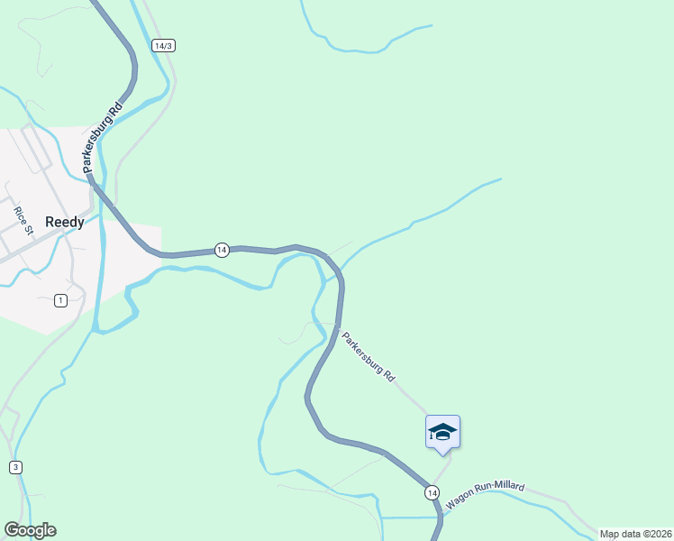 map of restaurants, bars, coffee shops, grocery stores, and more near Parkersburg Road in Reedy