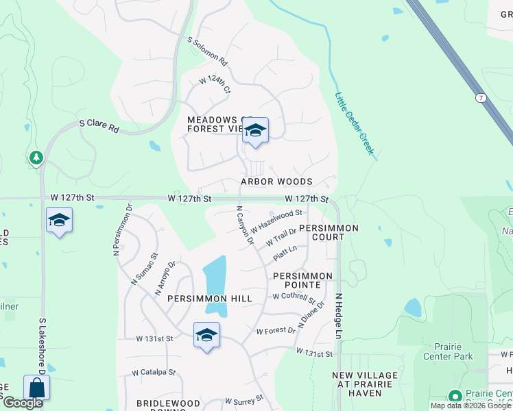 map of restaurants, bars, coffee shops, grocery stores, and more near 2310 Elizabeth in Olathe