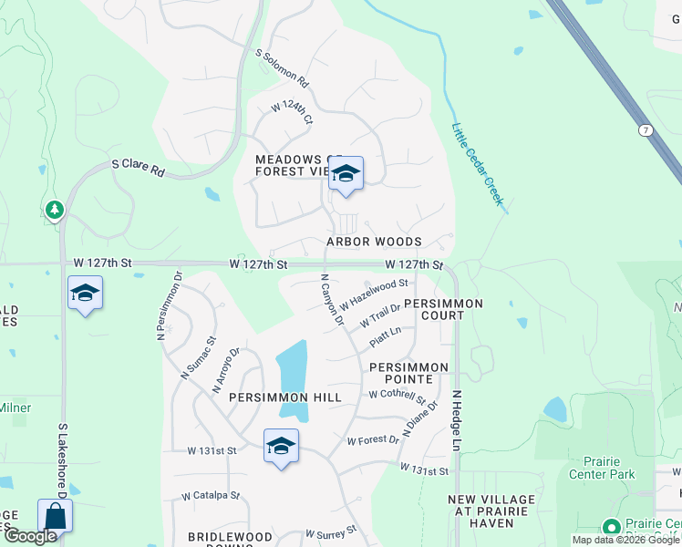 map of restaurants, bars, coffee shops, grocery stores, and more near 2310 Elizabeth in Olathe