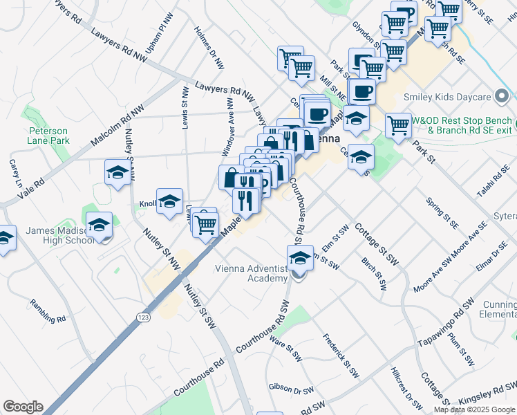 map of restaurants, bars, coffee shops, grocery stores, and more near 101 Independence Avenue Southeast in Washington