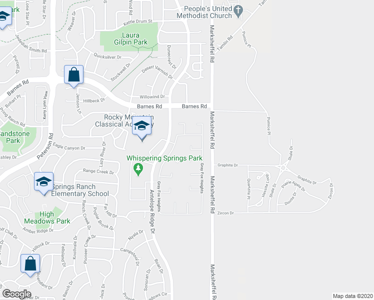 map of restaurants, bars, coffee shops, grocery stores, and more near 7759 Valley Quail Point in Colorado Springs