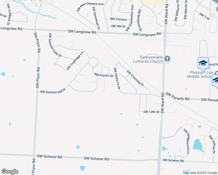 map of restaurants, bars, coffee shops, grocery stores, and more near 1221 SW Creekside Dr in Lee's Summit