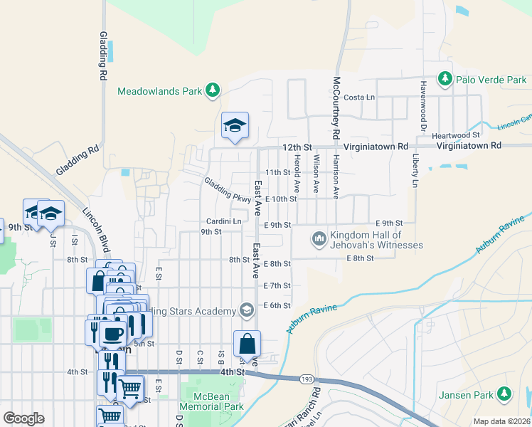 map of restaurants, bars, coffee shops, grocery stores, and more near 955 East Ave in Lincoln