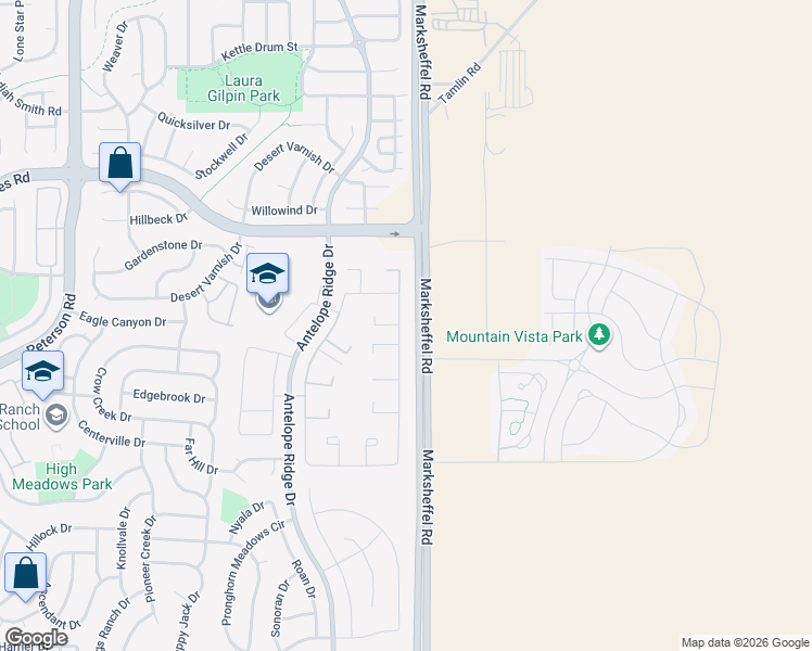 map of restaurants, bars, coffee shops, grocery stores, and more near 4554 Gray Fox Heights in Colorado Springs