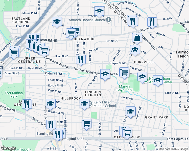 map of restaurants, bars, coffee shops, grocery stores, and more near 101 Independence Avenue Southeast in Washington