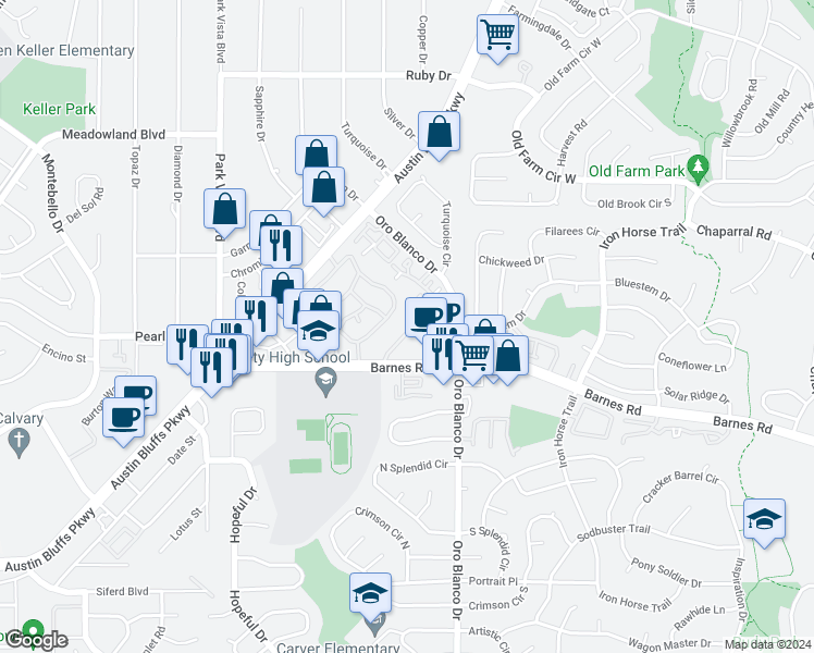 map of restaurants, bars, coffee shops, grocery stores, and more near 4569 Winewood Village Drive in Colorado Springs