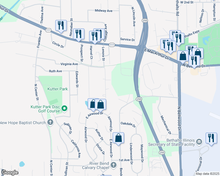map of restaurants, bars, coffee shops, grocery stores, and more near 161 Lenora Street in Rosewood Heights