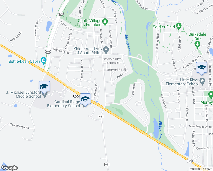 map of restaurants, bars, coffee shops, grocery stores, and more near 25964 Donovan Drive in Chantilly