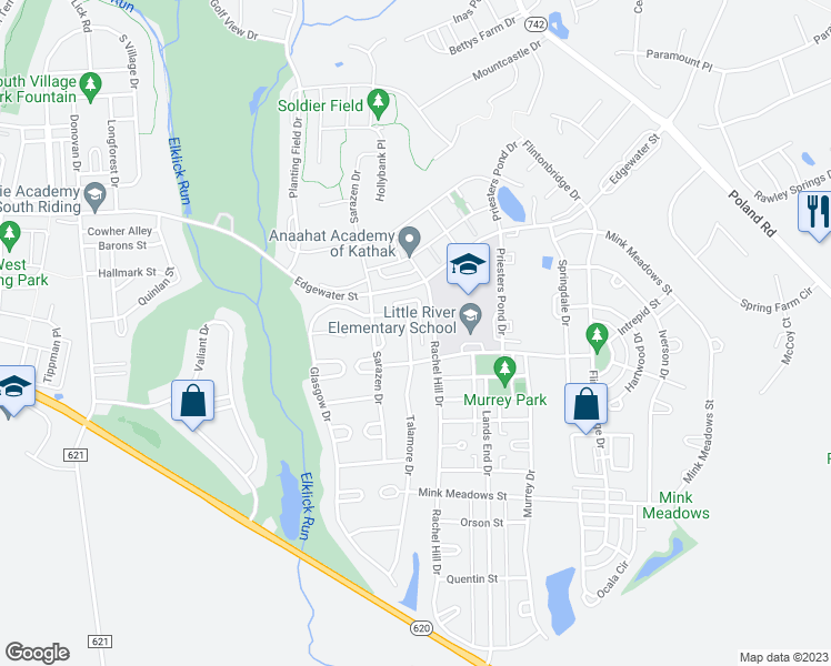 map of restaurants, bars, coffee shops, grocery stores, and more near 25996 Talamore Drive in Chantilly