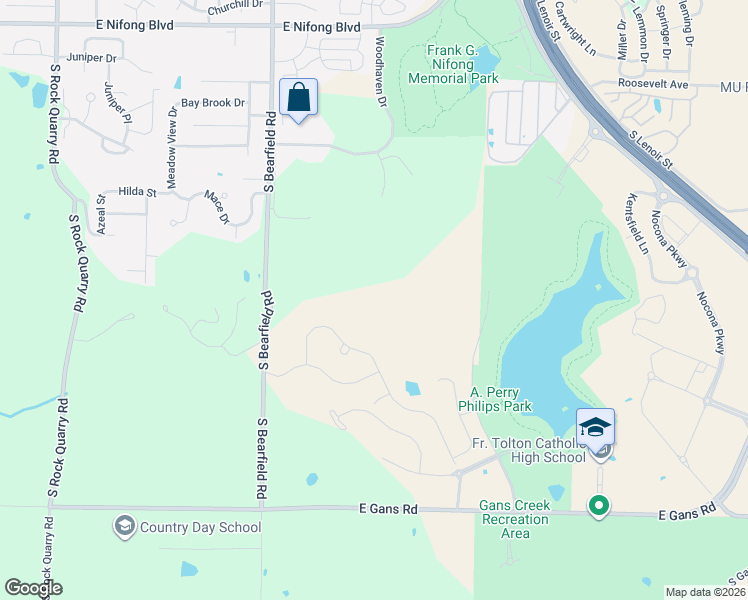 map of restaurants, bars, coffee shops, grocery stores, and more near 4500 South Bearfield Road in Columbia