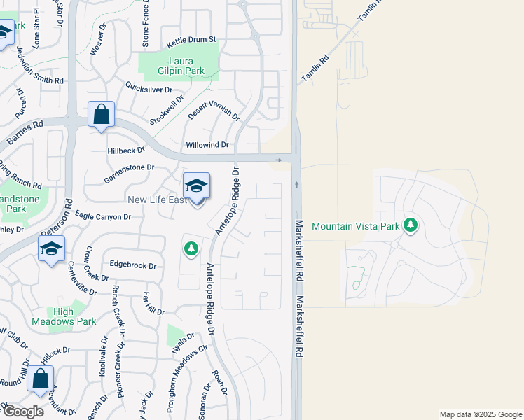 map of restaurants, bars, coffee shops, grocery stores, and more near 7759 Valley Quail Point in Colorado Springs