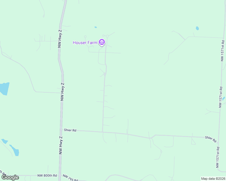 map of restaurants, bars, coffee shops, grocery stores, and more near 843 Northwest 1661st Road in Bates City