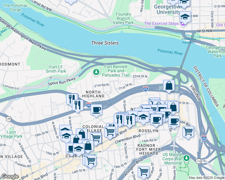 map of restaurants, bars, coffee shops, grocery stores, and more near 101 Independence Avenue Southeast in Washington