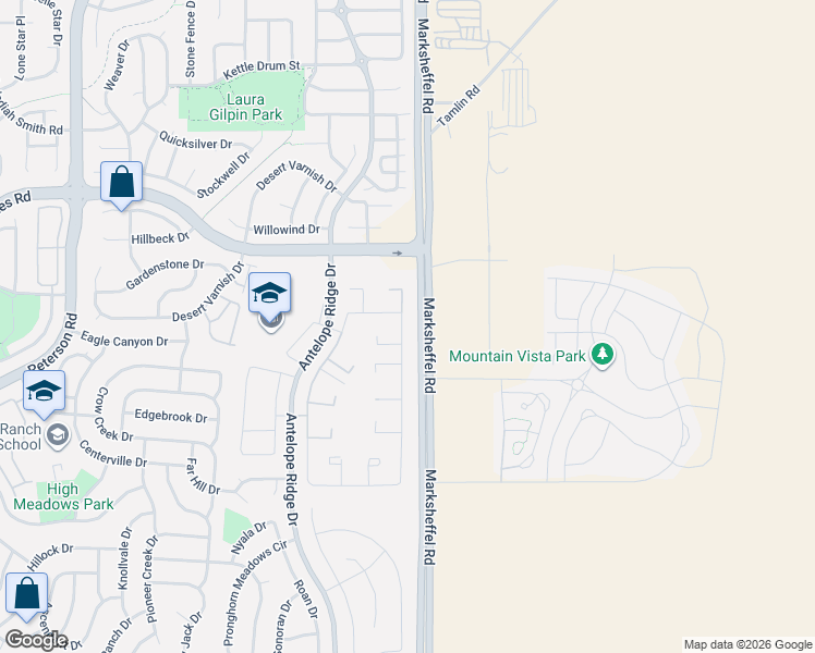 map of restaurants, bars, coffee shops, grocery stores, and more near 4578 Gray Fox Heights in Colorado Springs