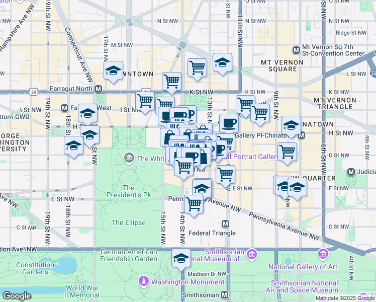 map of restaurants, bars, coffee shops, grocery stores, and more near 101 Independence Avenue Southeast in Washington