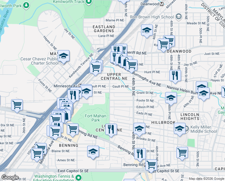 map of restaurants, bars, coffee shops, grocery stores, and more near 101 Independence Avenue Southeast in Washington