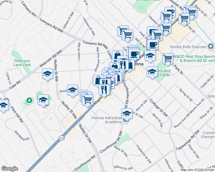 map of restaurants, bars, coffee shops, grocery stores, and more near 101 Independence Avenue Southeast in Washington