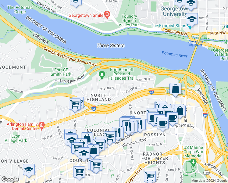 map of restaurants, bars, coffee shops, grocery stores, and more near 101 Independence Avenue Southeast in Washington