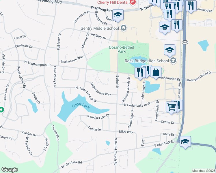 map of restaurants, bars, coffee shops, grocery stores, and more near 230 Apple Tree Court in Columbia
