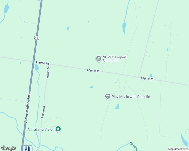 map of restaurants, bars, coffee shops, grocery stores, and more near 2628 Logmill Road in Haymarket