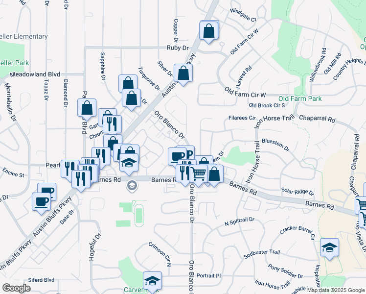 map of restaurants, bars, coffee shops, grocery stores, and more near 4648 Winewood Village Drive in Colorado Springs